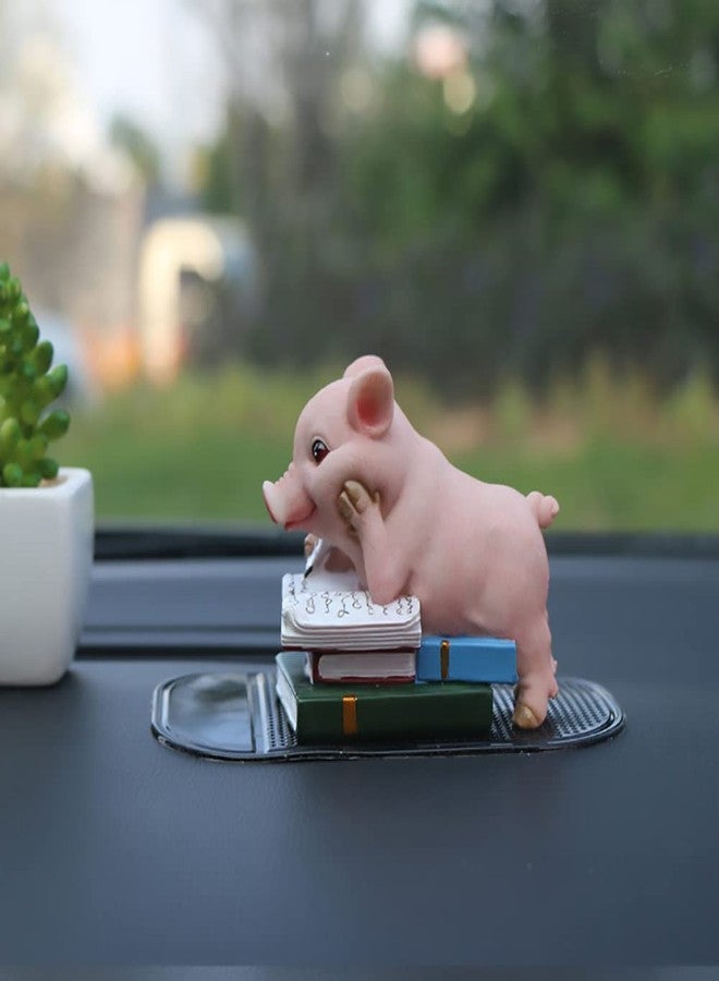 DIYOMR Funny Piggy Resin Art Ornaments Hard-Working Pig Figurines Craft Decorations, Small Statues for Shelves Table Desk Home Office Decor (Learning) - Image 4